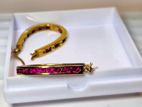 CREATED RUBY LEVERBACK Earrings – Large Oval Hoop… - image 2