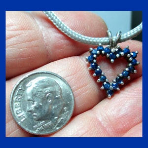 SAPPHIRE HEART PENDANT – Sterling Silver – Vintage – New Old Stock