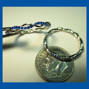 2 STACKABLE SAPPHIRE RINGS – Size 7 1/2 – Created Sapphire Spinel – Fancy Endless Eternity Ring - Sterling Silver – New Old Stock