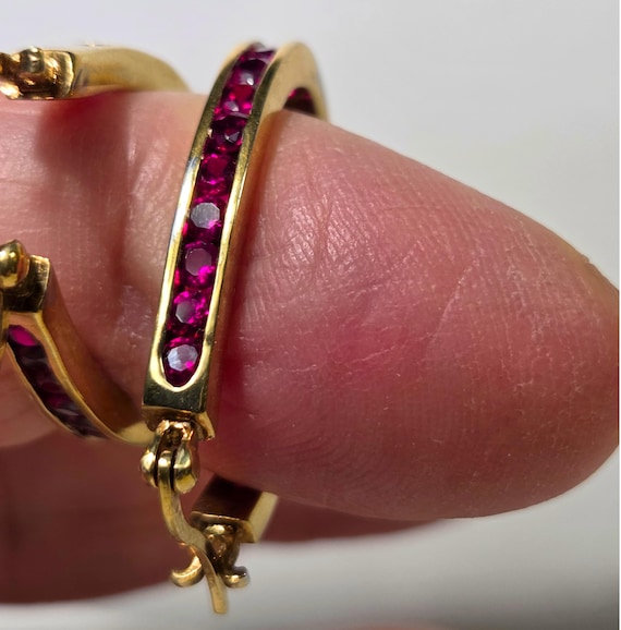 CREATED RUBY LEVERBACK Earrings – Large Oval Hoop… - image 1