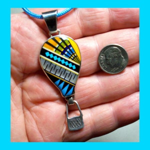 ZUNI MOSAIC PENDANT – High Quality Micro Inlay - Balloon Shaped Pendant - Fun - Vintage - New Old Stock Made in Arizona circa 1990s