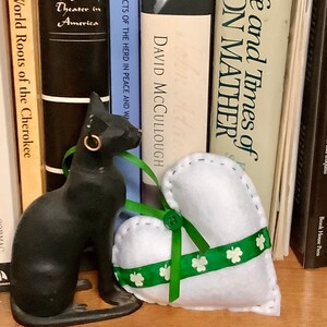 Irish and Proud!! White + green St. Patrick&#39;s Day heart accent pillow/door hanger/ornament/shelf sitter, Perfect hostess gift, Celtic Pride!