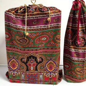 Stunning paisley fabric gift or storage bags, Perfect for travel or dresser storage, Zero waste gift wrap, Eco-friendly, Sweet hostess gift