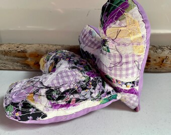 Relleno de cuenco Shabby Chic con forma de corazón de cuadros vichy lavanda