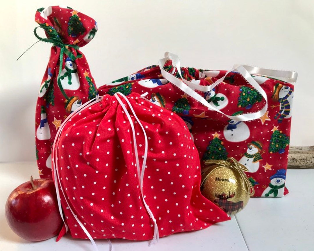 Reusable Christmas Gift Bags Fabric Gift Wrapping Zero Waste