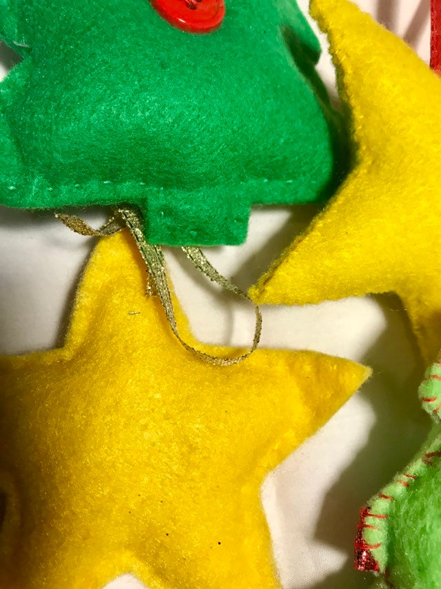 Handmade Felt Ornaments Rustic Ornaments Retro Christmas Etsy