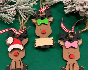 Personalized Reindeer Ornament, Christmas Ornaments for Kids, Reindeer Ornaments, Kids Ornaments