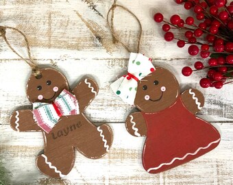 Personalized Gingerbread Man Ornament, Gingerbread Ornament, Handpainted Gingerbread Ornament,Gingerbread Man Christmas Tree Ornament