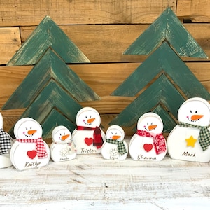 Snowman Family,Wooden Snowman Family, Personalized Snowman Family, Snowman Decor, Custom Christmas Gift, Christmas Decor