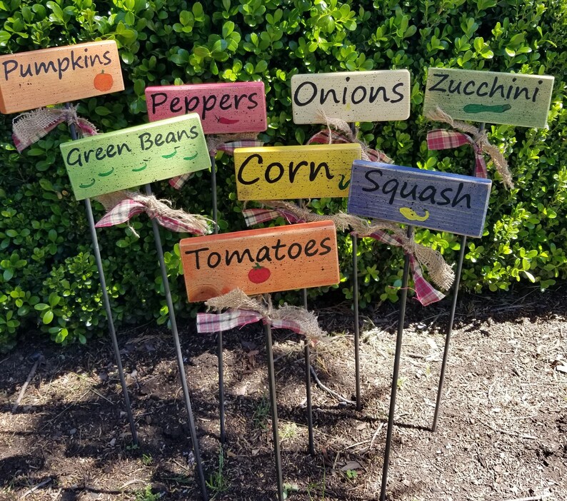 Wood Garden Stakes Decorative Garden Stakes Garden Markers Etsy