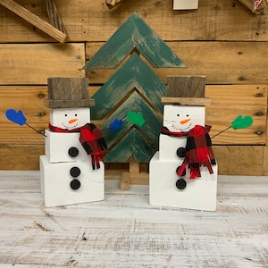 Wood Block Snowman, Rustic Snowman, Christmas Snowman, Farmhouse Christmas, Handcrafted Snowman