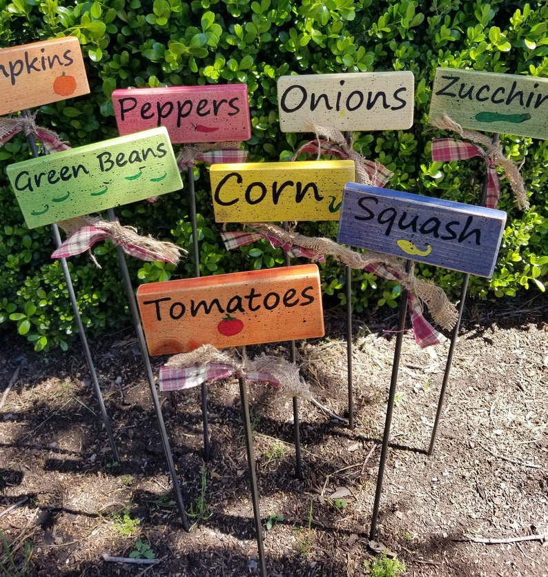 Wood Garden Stakes Decorative Garden Stakes Garden Markers Etsy