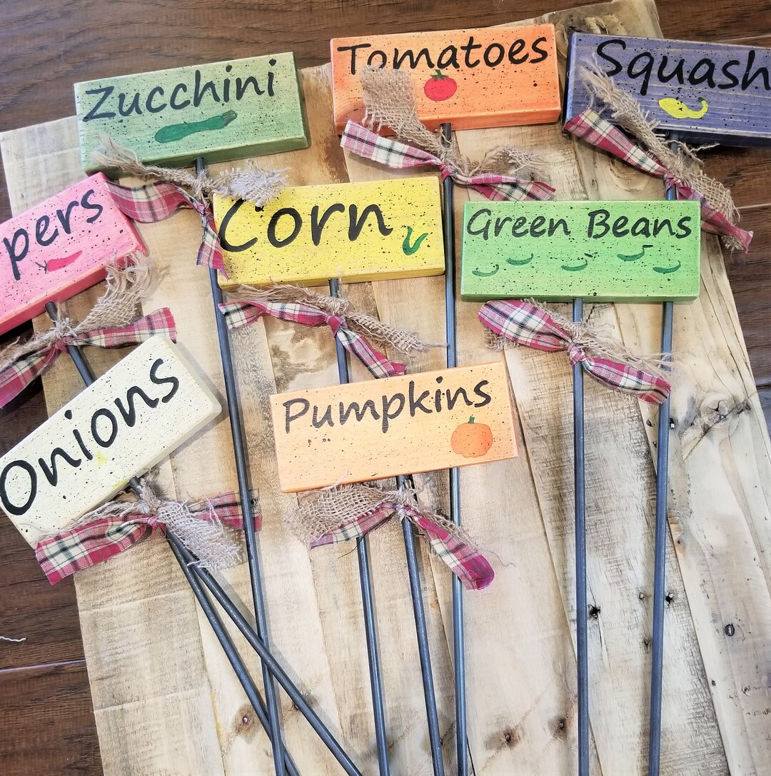 Wood Garden Stakes Decorative Garden Stakes Garden Markers Etsy