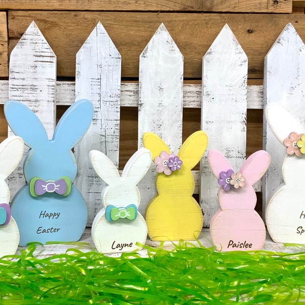 Easter Decor, Wood Bunny, Easter Bunny, Spring, Rustic Easter, Farmhouse, Personalized Easter Bunny Family, Wooden Bunny, Easter Decorations