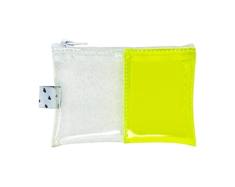 Glitter & Yellow Vinyl Wallet | Neon Jelly Wallet | PVC Wallet | Plastic Wallet