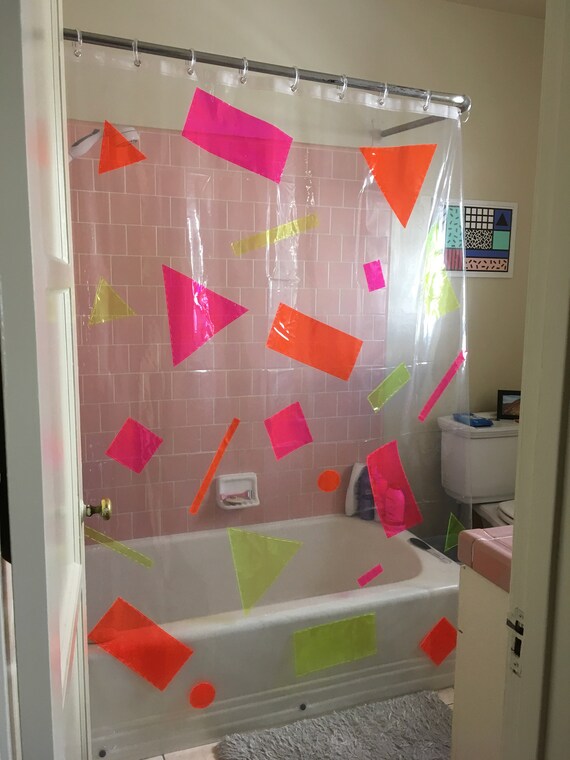 Geometric Plastic Shower Curtain Etsy
