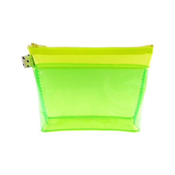 Yellow & Green Flat-Bottom Vinyl Pouch | Neon Jelly Pouch | PVC Pouch | Plastic Zipper Pouch