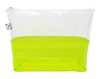 Clear & Yellow Jelly Toiletry Bag | Neon Jelly Pouch | PVC Pouch | Plastic Zipper Pouch