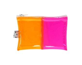Orange & Pink Vinyl Wallet | Neon Jelly Wallet | PVC Wallet | Plastic Wallet