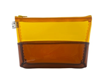 Amber & Brown Flat-Bottom Vinyl Pouch | Neon Jelly Pouch | PVC Pouch | Plastic Zipper Pouch