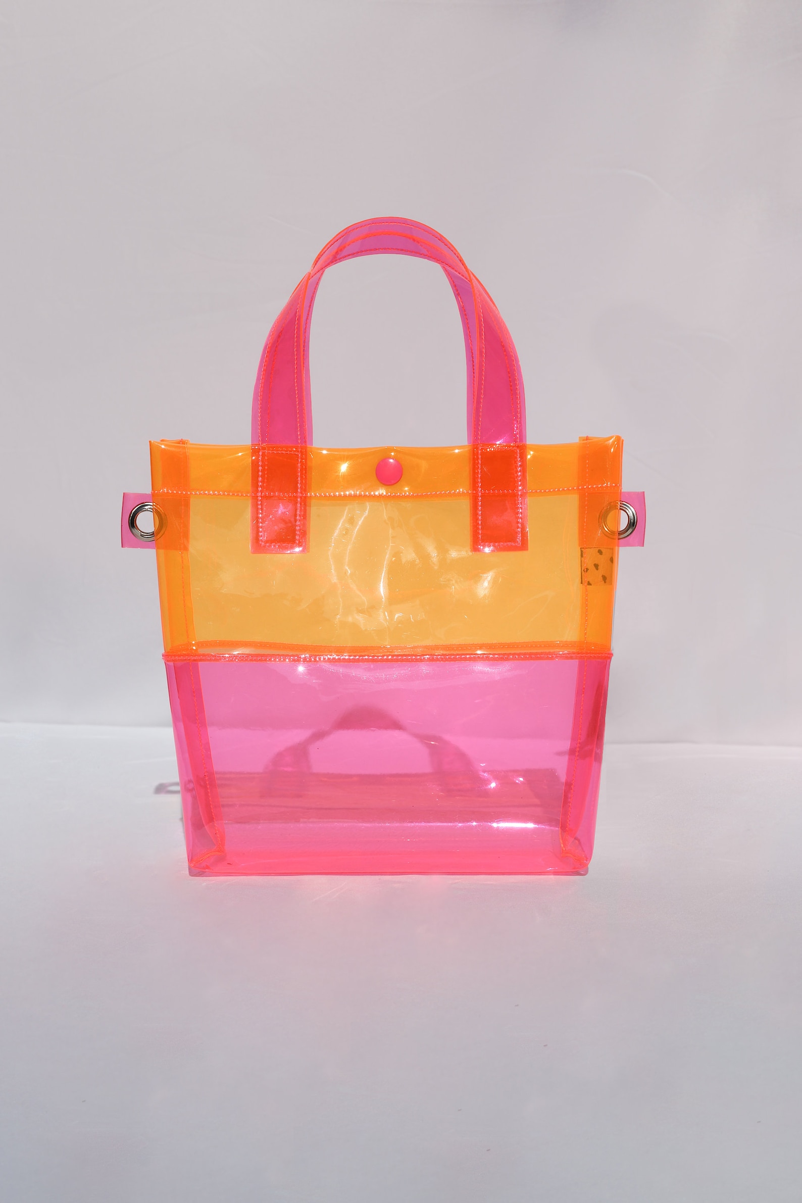 Pink & Orange Vinyl Handle Bag Neon Handbag PVC Shoulder Etsy