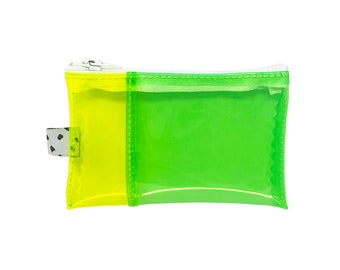 Yellow & Green Vinyl Wallet | Neon Jelly Wallet | PVC Wallet | Plastic Wallet