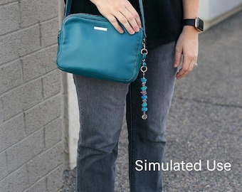 Handmade Beaded Purse Charm: Glass, Metal & Crystal Accent
