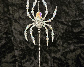 Midsize Glass Beaded Spider Suncatcher with heart head option