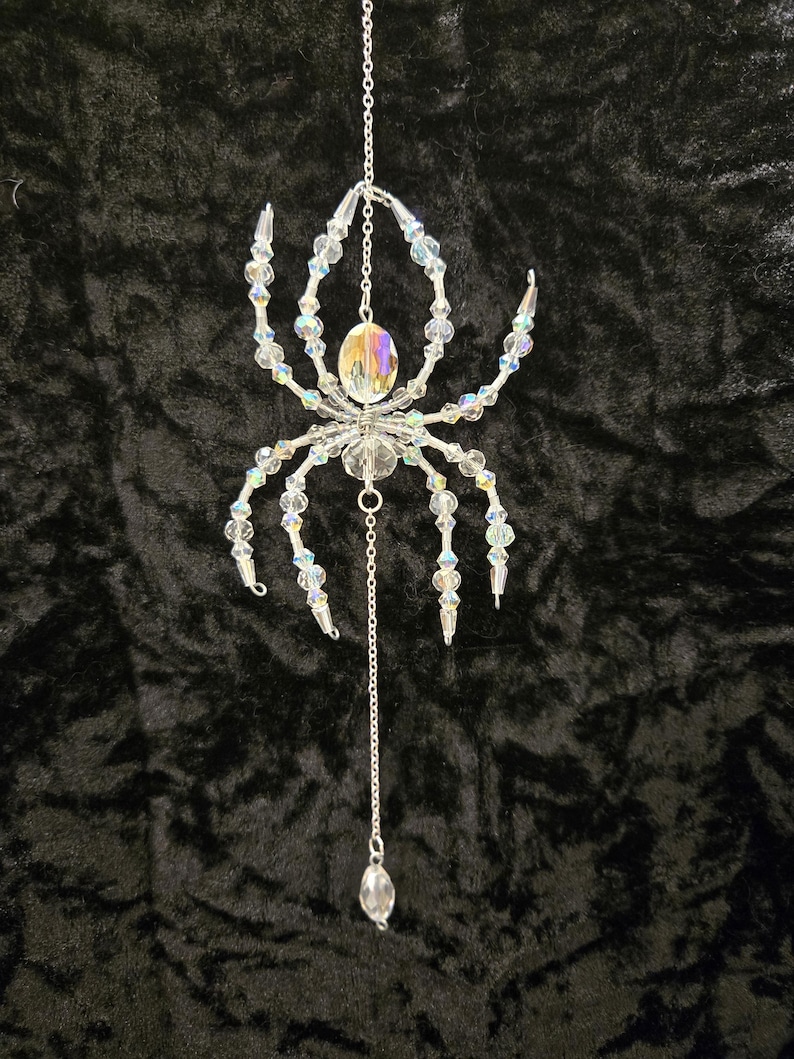 Midsize Glass Beaded Spider Suncatcher with heart head option plain head