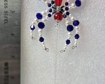 Patriotic Glass Beaded Spider Suncatcher