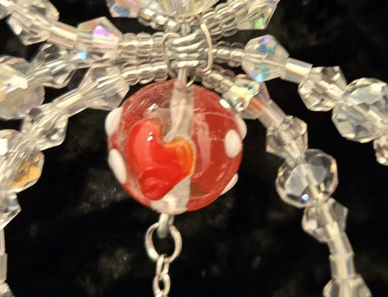 Midsize Glass Beaded Spider Suncatcher with heart head option image 4
