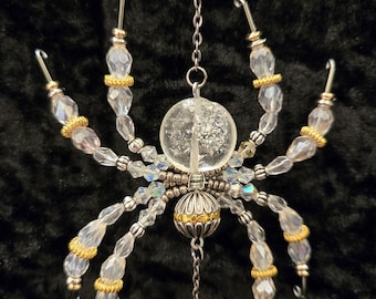 Steampunk Glass Beaded Spider Suncatcher -