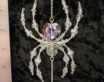 Heart Glass Beaded Spider Suncatcher