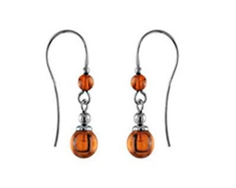 Boucles d'oreilles ambre et argent