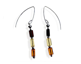 Boucles d'oreilles ambre et argent 3 couleurs