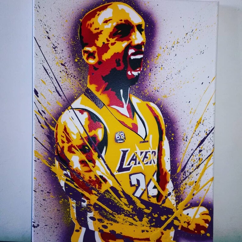 Kobe Bryant spray paint canvas stencil basketball Lakers NBA | Etsy