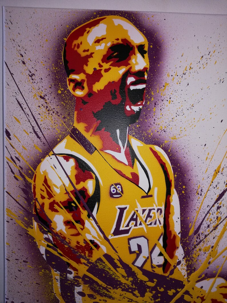 Kobe Bryant spray paint canvas stencil basketball Lakers NBA Etsy