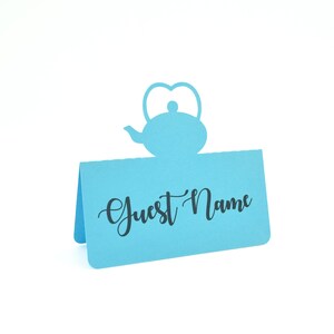 Teapot place card, Tea party place name card, Guest name card
