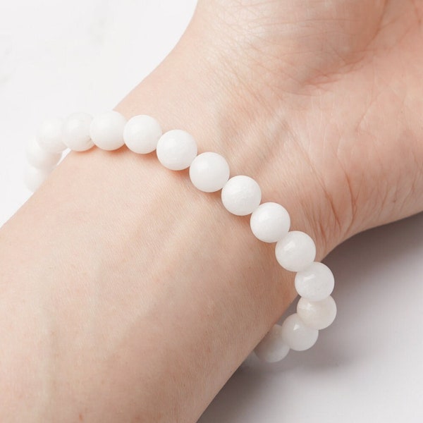 Bracelet Pierre Naturelle Pierre de Lune 8mm , Bracelet perle , Pierre Précieuse pour homme et femme