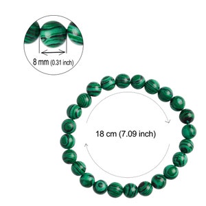 Bracelet Pierre Naturelle Malachite Vert 8mm , Bracelet perle , Pierre Précieuse pour homme et femme image 4