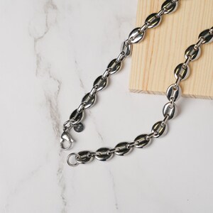 Coffee bean necklace, Coffee bean mesh chain in stainless steel, 50cm, 55cm, 60cm, size to choose from 6-11mm silver color image 3