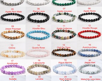 Bracelet Pierre  8mm , Bracelet perle , Pierre Précieuse pour homme et femme