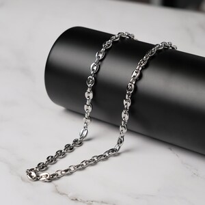 Coffee bean necklace, Coffee bean mesh chain in stainless steel, 50cm, 55cm, 60cm, size to choose from 6-11mm silver color image 5