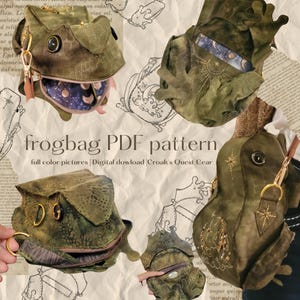 Digital PDF Bag Pattern | Embroidered Frogbag with zipper mouth | cottagecore DIY | weird purse