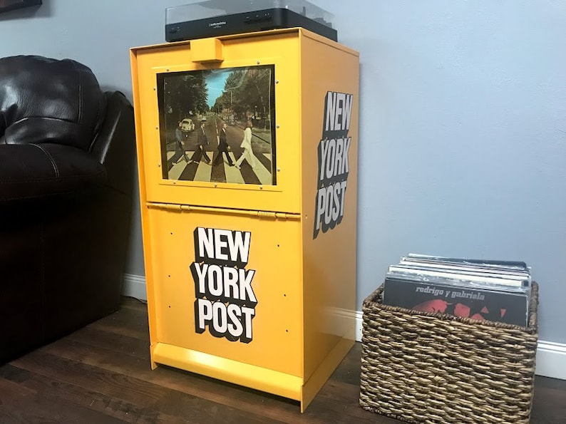 New York Post Vinyl Record Stand Newspaper Box 