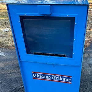 1980er Retro Chicago Tribune Schallplattenständer Zeitung Box