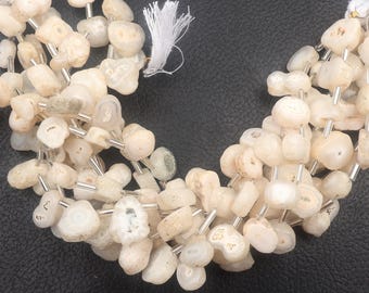 Natural White Solar Quartz Beads, 9-12MM Gemstone Strand, 8 Inch Jewelry Making Supply