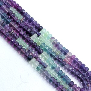Perles de fluorite de 13 pouces-Perles à facettes de pierres précieuses-rondelle Perles de forme-taille 5 MM-Perles de fluorite-vente en gros-bijoux-bijoux-perles de cou