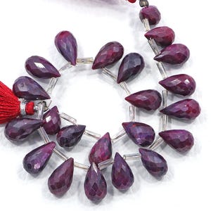 Abalorios de Rubí Natural / Abalorios de Piedras Preciosas de Rubí Rojo / Abalorios de 22 Piezas 6X11-7X16MM / Abalorios en Forma de Lágrima Facetada / Abalorios de Rubí Natural / Rubí Dotado