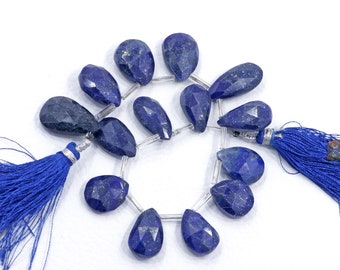 Lapis Lazuli Gemstone Beads, Faceted Pear Shape, 7 Inch Strand